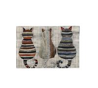 Rimmean Alfombra De Gato A Rayas con Dibujos, Felpudo Sencillo, Bienvenida, Cocina for Dormitorio, Decoración del Hogar, Sala Estar, 1 Ud(50X80CM 1.6X2.6FT)