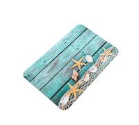 Rimmean Alfombra De Puerta Madera Costera con Patrón Conchas Estrella Mar, Bienvenida Suave Antideslizante, Decoración Artística for El Hogar, Entrada for Interiores Y Exteriores, 1 Ud(1,40x60cm)