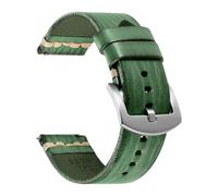 Rimmean Correa de Cuero Genuino for Galaxy 5/6/7, Hecha a Mano, 18/20/22 mm y 24, Deportiva(Green,20mm)