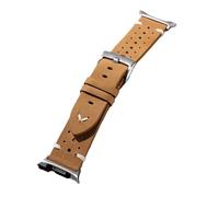 Rimmean Correa de Cuero Transpirable y Encerada Vaca, Hecha a Mano, for Galaxy Watch 8/Classic 40/44 mm, Pulsera Deportiva(Yellow Brown,22mmBlack Adapter)