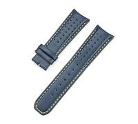 Rimmean Correa de Piel auténtica 22 mm y 23 for Reloj Vaca con Extremo Curvo en Arco la Serie Blue Angels(Yellow Line no Clasp,22mm)