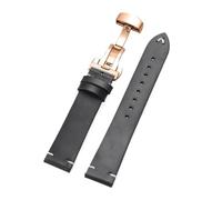 Rimmean Correa de Piel Becerro for Reloj, Color marrón Oscuro, for Hombre y Mujer, 18, 20 22 mm(Black-Rosegold,18mm)