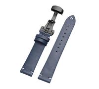 Rimmean Correa de Piel Becerro for Reloj, Color marrón Oscuro, for Hombre y Mujer, 18, 20 22 mm(Blue-Black,18mm)