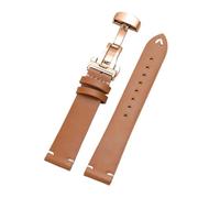 Rimmean Correa de Piel Becerro for Reloj, Color marrón Oscuro, for Hombre y Mujer, 18, 20 22 mm(Lightbrown-Rosegold,20mm)