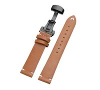 Rimmean Correa de Piel Becerro for Reloj, Color marrón Oscuro, for Hombre y Mujer, 18, 20 22 mm(Lightbrown-Black,18mm)