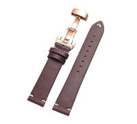 Rimmean Correa de Piel Becerro for Reloj, Color marrón Oscuro, for Hombre y Mujer, 18, 20 22 mm(Red-Rosegold,22mm)
