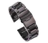 Rimmean Correa de Reloj Acero Inoxidable Cepillado Macizo con Cierre Seguridad, Disponible en Negro y Plata, 18 mm, 20, 22 24 Unisex(Black,18mm)