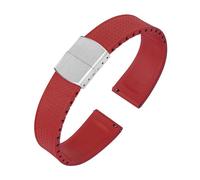 Rimmean Correa de Reloj Caucho fluorado CTS, 20/22 mm, Hebilla Plegable, Ajustable, for muñeca, 1 Unidad(Red,22mmWith Buckle)