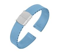 Rimmean Correa de Reloj Caucho fluorado CTS 20 y 22 mm con Hebilla Mariposa(Light Blue,20mmWith Buckle)