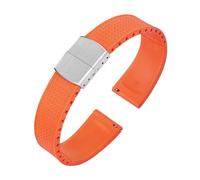 Rimmean Correa de Reloj Caucho fluorado CTS 20 y 22 mm con Hebilla Mariposa(Orange,20mmWith Buckle)