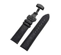 Rimmean Correa de Reloj Cuero Genuino con Estampado Lagarto for Hombre y Mujer, Repuesto Pulsera, 14, 15, 16, 18, 19, 20, 21 22 mm, Accesorios(Black-Black Buckle,15mm)