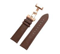 Rimmean Correa de Reloj Cuero Genuino con Estampado Lagarto for Hombre y Mujer, Repuesto Pulsera, 14, 15, 16, 18, 19, 20, 21 22 mm, Accesorios(Brown-Rosegold,22mm)