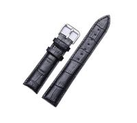 Rimmean Correa de Reloj Cuero Negro y marrón con Hebilla Oro Rosa, Universal, for Hombre Mujer, Disponible en 7 Colores, 19-24 mm(Black Silver Buckle,20mm)