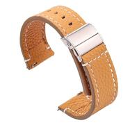 Rimmean Correa de Reloj Cuero Suave, marrón y Negro, 18 mm, 20, 22 24, for Hombre Mujer, con Cierre desplegable(Brown,20mm)