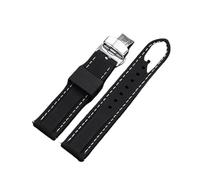 Rimmean Correa de Reloj Deportiva Acero Inoxidable con Hebilla Mariposa, 18 mm, 20, 22 y 24(Black-White,24mm)