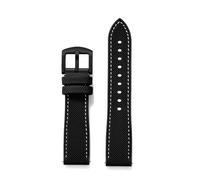 Rimmean Correa de Reloj híbrida FKM 18 mm y 20, Correa Caucho fluorado FPM, Correas Suaves, for Relojes Resistentes al Agua Cualquier Marca(Black White 2,20mm)