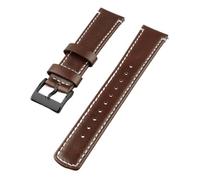 Rimmean Correa de Reloj Piel auténtica granulada 22 mm, Compatible con Hombres y Mujeres (1 Unidad)(Dark Brown White 2)