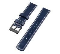 Rimmean Correa de Reloj Piel auténtica granulada 22 mm, Compatible con Hombres y Mujeres (1 Unidad)(Navy Blue White 2)