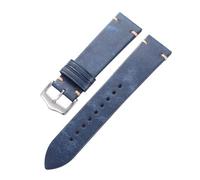 Rimmean Correa de Reloj Retro 20 mm y 22, Hecha a Mano, marrón, Deportiva, Vintage, Piel Vaca auténtica, con Hebilla Acero Inoxidable, Accesorios(Blue,20mm)