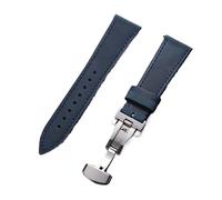 Rimmean Correa de Reloj Universal 18/19 mm, Piel auténtica, con Hebilla Mariposa, for Hombre y Mujer (1 Unidad)(Blue,19mmBlack Buckle)