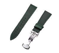 Rimmean Correa de Reloj Universal 18/19 mm, Piel auténtica, con Hebilla Mariposa, for Hombre y Mujer (1 Unidad)(Green,18mmBlack Buckle)