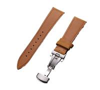 Rimmean Correa de Reloj Universal 18/19 mm, Piel auténtica, con Hebilla Mariposa, for Hombre y Mujer (1 Unidad)(Light Brown,19mmGold Buckle)