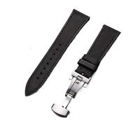 Rimmean Correa de Reloj Universal 18/19 mm, Piel auténtica, con Hebilla Mariposa, for Hombre y Mujer (1 Unidad)(Black,19mmBlack Buckle)