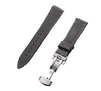 Rimmean Correa de Reloj Universal 18/19 mm, Piel auténtica, con Hebilla Mariposa, for Hombre y Mujer (1 Unidad)(Grey,19mmBlack Buckle)