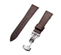 Rimmean Correa de Reloj Universal 18/19 mm, Piel auténtica, con Hebilla Mariposa, for Hombre y Mujer (1 Unidad)(Dark Brown,18mmBlack Buckle)