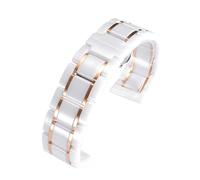 Rimmean Correa Universal de Acero Inoxidable con liberación rápida cerámica (16, 18, 20, 22 o 24 mm) for Reloj, Unisex(White Rose Gold,16mm)