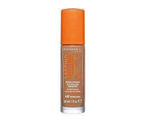 Rimmel Durable Radiance Base anticontaminación, cobertura media, SPF 25, 400 beige natural (Rimmel Wake Me Up Foundation Upgrade)