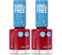 Rimmel Kind & Free Laca de Uñas, Tono 156 Poppy Pop Red, 8 ml (Paquete de 2)