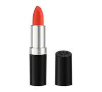 Rimmel Lápiz labial 310 Regent Street Red, acabado satinado cremoso, larga duración de 8 horas de uso, fórmula cómoda, pigmento rico