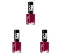 Rimmel London 60 Seconds Super Shine Esmalte de Uñas, 320 - Rapid Ruby (Paquete de 3)