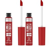 Rimmel London | Lasting Mega Matte, Labial fijo 500 Fire Starter, 7.4 ml (Paquete de 2)