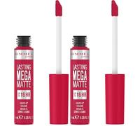 Rimmel London, Lasting Mega Matte, Labial fijo, 910, Fuchsia Flush, 7.4 ml (Paquete de 2)
