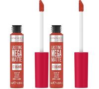 Rimmel London, Lasting Mega Matte, Labial fijo, 920, Scarlet Flames, 7.4 ml (Paquete de 2)