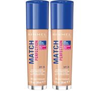 Rimmel London Match Perfection Base de maquillaje, 10 Porcelain, 30 ml (Paquete de 2)