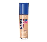 Rimmel London Match Perfection Base líquida de larga duración, Fórmula hidratante con tecnología Smart Tone y fórmula SPF 20, Tono 081 Feria Marfil, 30 ml (Paquete de 1)