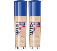 Rimmel London Match Perfection Foundation Base de Maquillaje Tono 101 Classic Ivory - 30 ml (Paquete de 2)