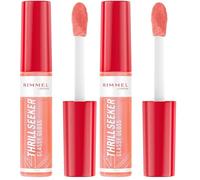 Rimmel London Thrill Seeker Glassy Gloss Brillo Labial Peachy Vibes 10ml (Paquete de 2)