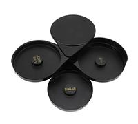 Rimmer de vidrio de barra de 3 niveles Rimmers de sal de azúcar de grado alimenticio profesional herramienta de barman para bares caseros restaurantes plástico negro 15.3oz