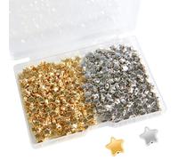 Rimoev 400 cuentas de estrella, espaciador en forma de estrella de 6 mm, cuentas de pony de estrella de cinco puntas con caja de sellado para hacer pulseras de joyería, S, Plástico