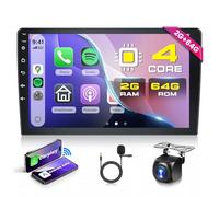 Rimoody 2G+64G Android 15 Radio de Coche 2 DIN, 9 Pulgadas Pantalla con Wireless Carplay Android Auto FM/RDS Radio EQ WiFi GPS Mirror Link Bluetooth Control del Volante Cámara Trasera