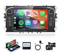 Rimoody 2G+64G Wireless Carplay Android Radio de Coche para Ford Focus II mk2 Mondeo S-Max C-Max Galaxy 7 Pulgadas Radio Coche con Android Auto GPS Navi WiFi Bluetooth FM/RDS/EQ/DAB/SWC Cámara Trasera