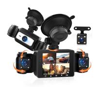 Rimoody 4 Canales 360° Dashcam para Coche, 4 Cámara Delantera y Trasera Izquierda Derecha, 2.4 Pulgadas 1080P Dash CAM con Visión Nocturna IR/Vídeo en Bucle/24H Monitor/G-Sensor de Aparcamiento