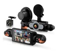 Rimoody 4 Canales Dashcam para Coche 360°, 4 1080P Delantera y Trasera Izquierda Derecha, 3 Pulgadas Dash CAM 1080P con Visión Nocturna IR/Vídeo en Bucle/24H Monitor/Asistencia de Estacionamiento