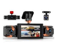 Rimoody 4 Canales Dashcam para Coche 360°, 4 1080P Delantera y Trasera Izquierda Derecha, 3 Pulgadas IPS Dash CAM 1080P con Visión Nocturna IR/Vídeo en Bucle/24H Monitor/Asistencia de Estacionamiento