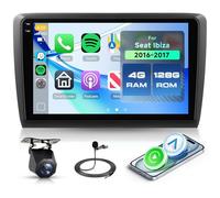 Rimoody 4G+128G Radio de Coche para Seat Ibiza 2016-2017 Carplay Wireless, 9 Pulgadas IN-Cell Android 15 Radio con Android Auto FM/RDS/EQ Navegación GPS Mirror Link Bluetooth WiFi Cámara Trasera