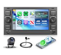 Rimoody 4G+64G Android Radio Coche para Ford Focus Fiesta S-MAX Mondeo Galaxy C-MAX Kuga 7'' Pantalla con Carplay Android Auto Inalámbrico WiFi FM/RDS/EQ Navegación GPS Bluetooth Cámara Trasera